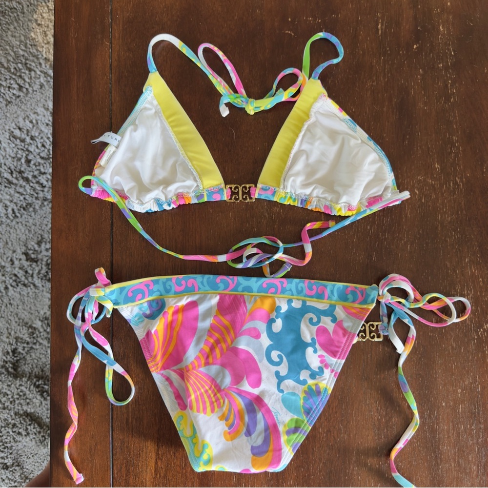 Trina Turk 2 Piece Multi Patterned Bikini With Gold Embellishments - Picture 6 of 12